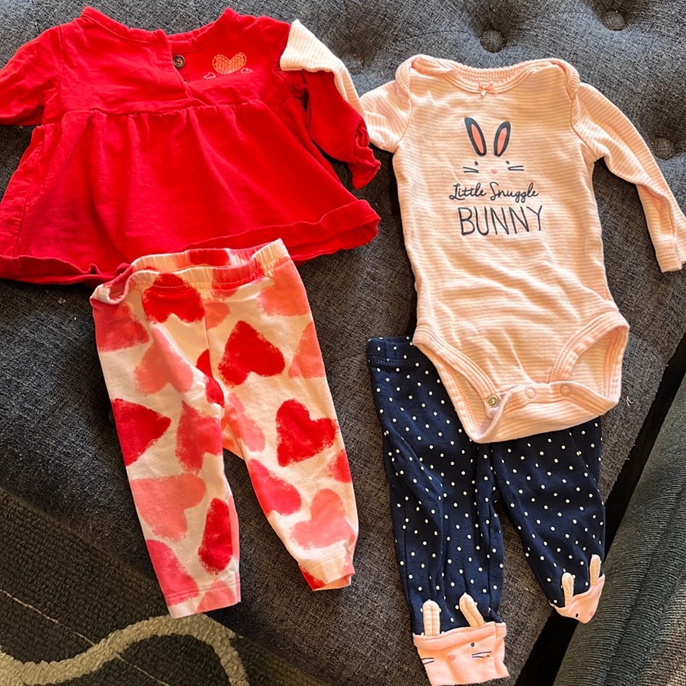 2 carter baby girl outfits bundle
